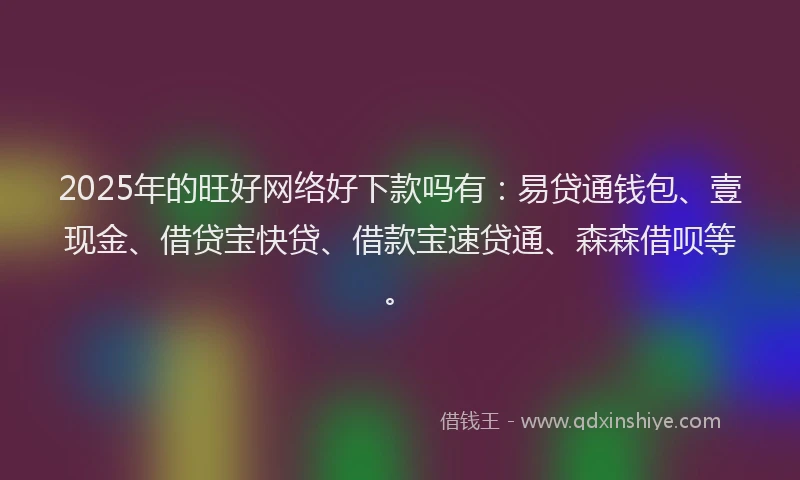 2025年的旺好网络好下款吗有：易贷通钱包、壹现金、借贷宝快贷、借款宝速贷通、森森借呗等。