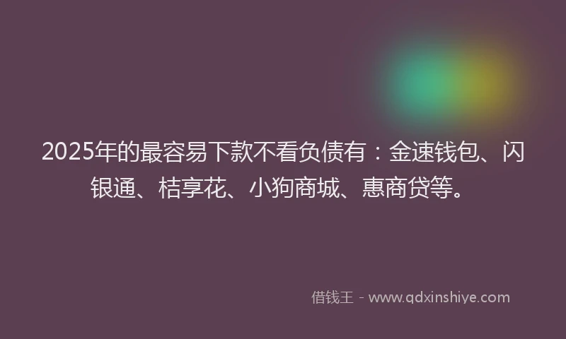 2025年的最容易下款不看负债有：金速钱包、闪银通、桔享花、小狗商城、惠商贷等。