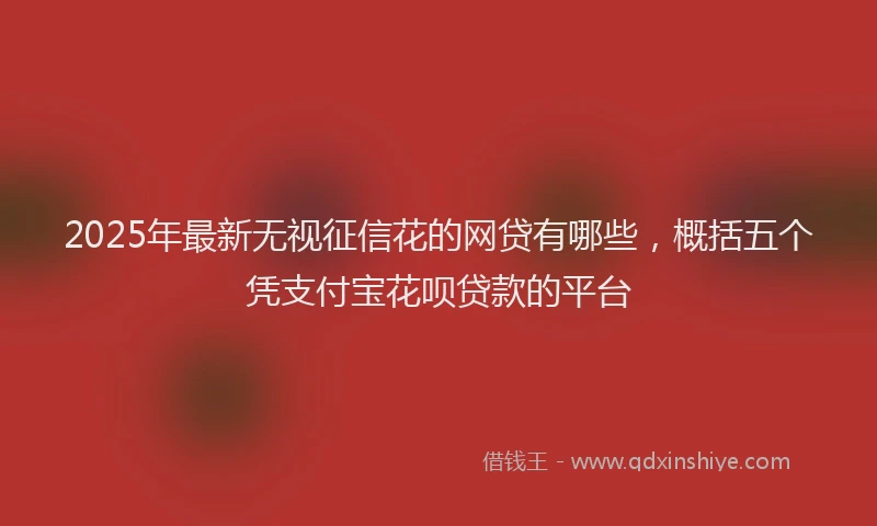 2025年最新无视征信花的网贷有哪些，概括五个凭支付宝花呗贷款的平台
