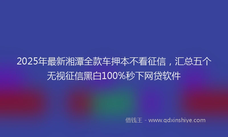 2025年最新湘潭全款车押本不看征信，汇总五个无视征信黑白100%秒下网贷软件