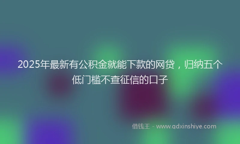 2025年最新有公积金就能下款的网贷，归纳五个低门槛不查征信的口子