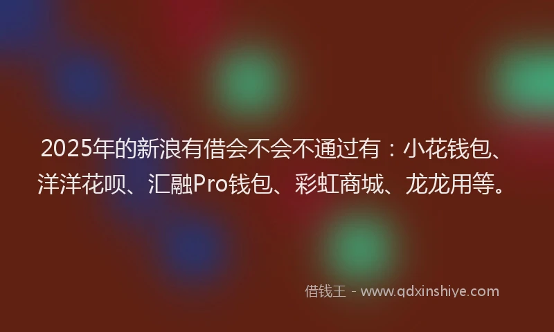 2025年的新浪有借会不会不通过有：小花钱包、洋洋花呗、汇融Pro钱包、彩虹商城、龙龙用等。