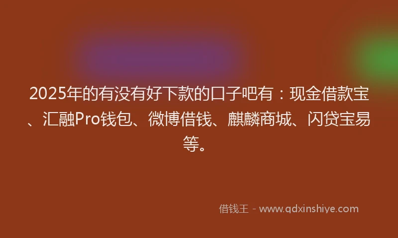 2025年的有没有好下款的口子吧有：现金借款宝、汇融Pro钱包、微博借钱、麒麟商城、闪贷宝易等。