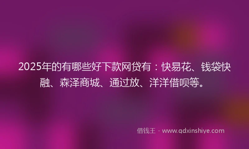 2025年的有哪些好下款网贷有：快易花、钱袋快融、森泽商城、通过放、洋洋借呗等。
