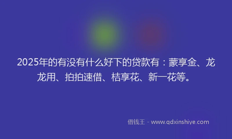 2025年的有没有什么好下的贷款有：蒙享金、龙龙用、拍拍速借、桔享花、新一花等。