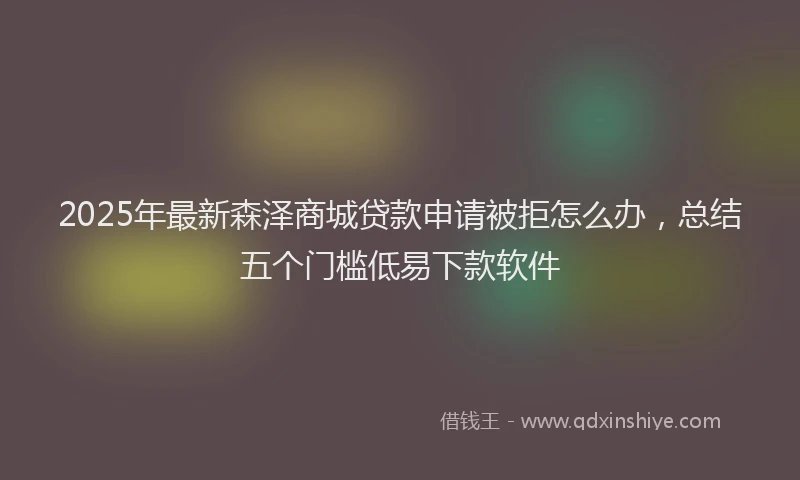 2025年最新森泽商城贷款申请被拒怎么办，总结五个门槛低易下款软件