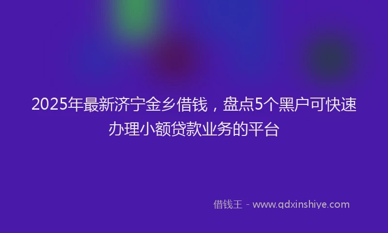2025年最新济宁金乡借钱，盘点5个黑户可快速办理小额贷款业务的平台