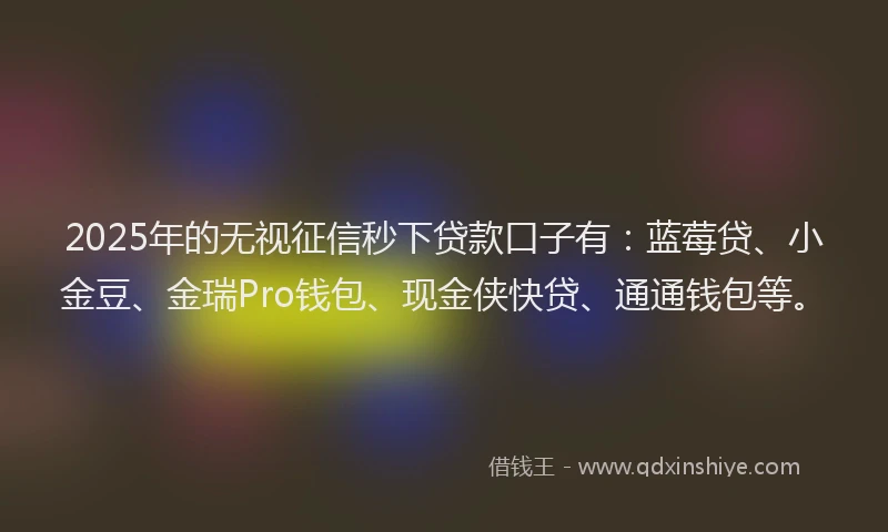 2025年的无视征信秒下贷款口子有：蓝莓贷、小金豆、金瑞Pro钱包、现金侠快贷、通通钱包等。