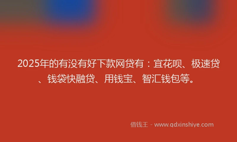 2025年的有没有好下款网贷有：宜花呗、极速贷、钱袋快融贷、用钱宝、智汇钱包等。