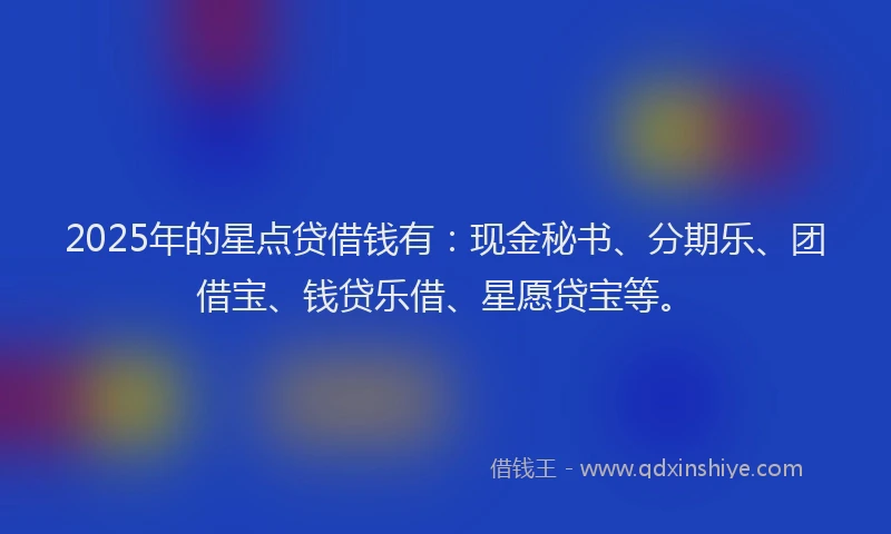 2025年的星点贷借钱有：现金秘书、分期乐、团借宝、钱贷乐借、星愿贷宝等。