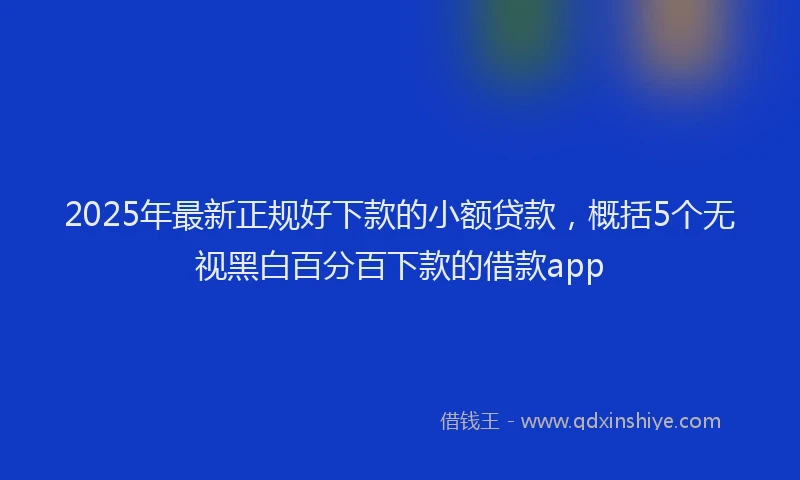 2025年最新正规好下款的小额贷款，概括5个无视黑白百分百下款的借款app
