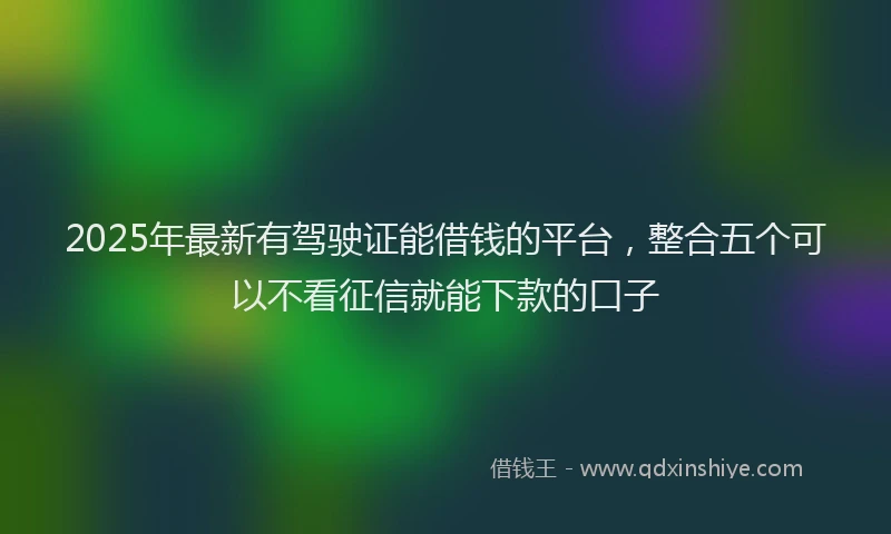 2025年最新有驾驶证能借钱的平台，整合五个可以不看征信就能下款的口子