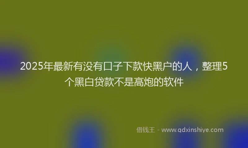 2025年最新有没有口子下款快黑户的人，整理5个黑白贷款不是高炮的软件