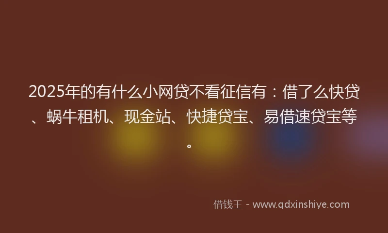 2025年的有什么小网贷不看征信有：借了么快贷、蜗牛租机、现金站、快捷贷宝、易借速贷宝等。