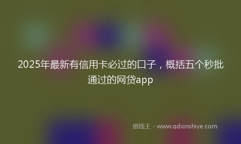 2025年最新有信用卡必过的口子，概括五个秒批通过的网贷app