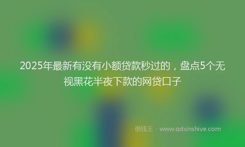 2025年最新有没有小额贷款秒过的，盘点5个无视黑花半夜下款的网贷口子