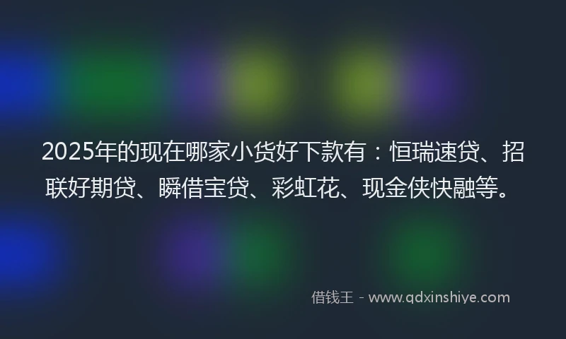 2025年的现在哪家小货好下款有：恒瑞速贷、招联好期贷、瞬借宝贷、彩虹花、现金侠快融等。