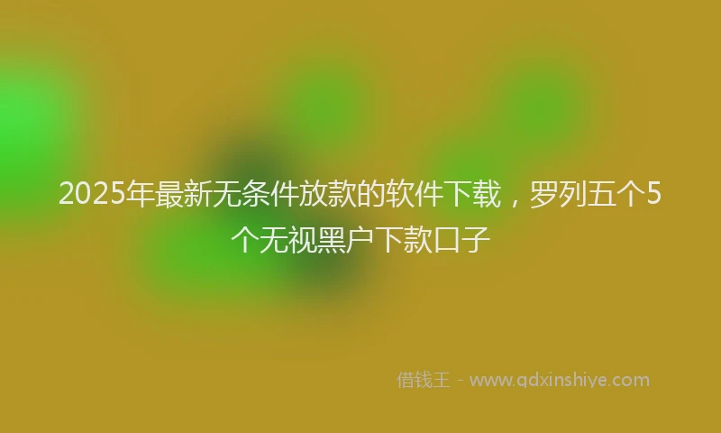 2025年最新无条件放款的软件下载，罗列五个5个无视黑户下款口子