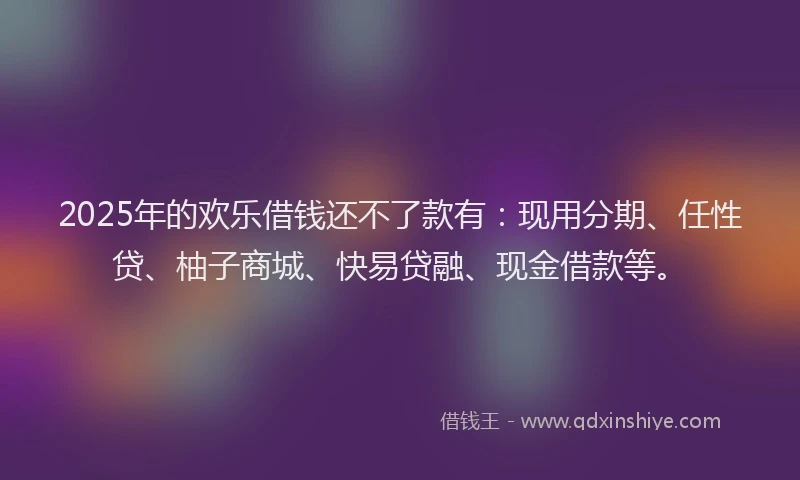 2025年的欢乐借钱还不了款有：现用分期、任性贷、柚子商城、快易贷融、现金借款等。