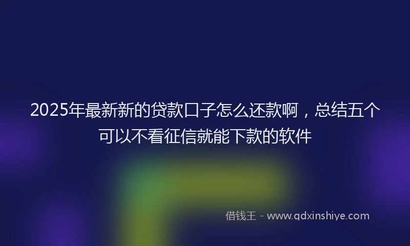 2025年最新新的贷款口子怎么还款啊，总结五个可以不看征信就能下款的软件