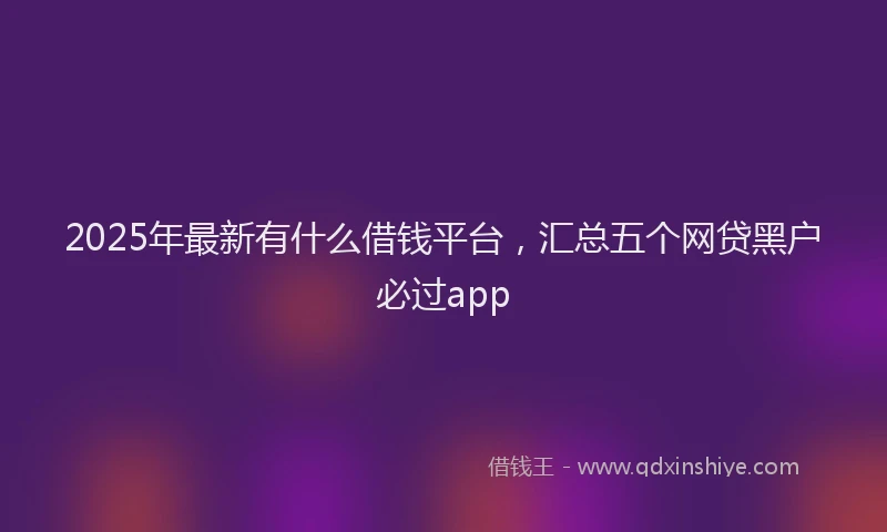 2025年最新有什么借钱平台，汇总五个网贷黑户必过app