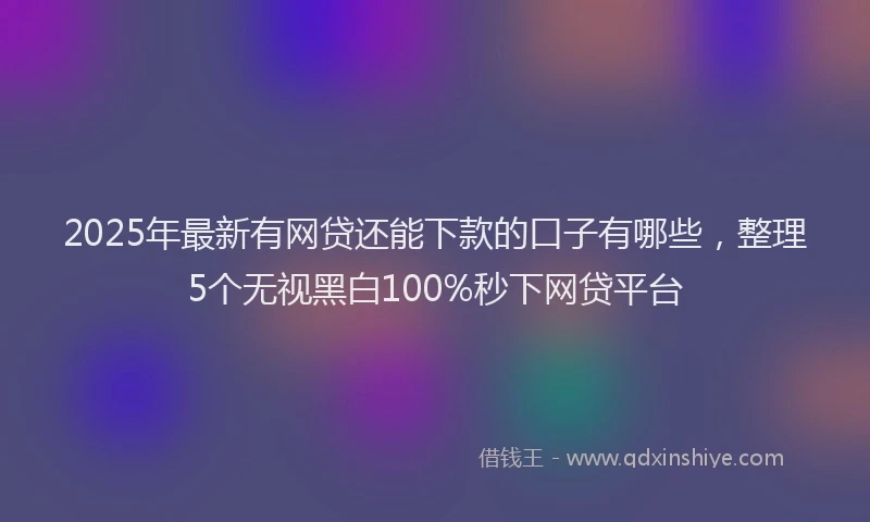 2025年最新有网贷还能下款的口子有哪些，整理5个无视黑白100%秒下网贷平台
