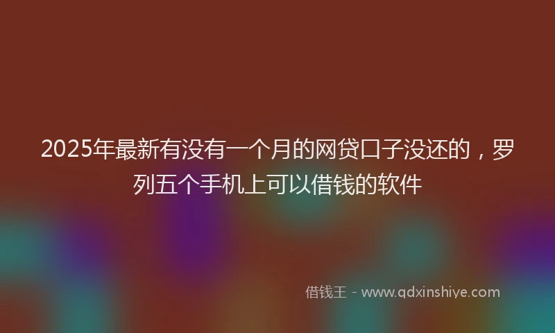 2025年最新有没有一个月的网贷口子没还的，罗列五个手机上可以借钱的软件