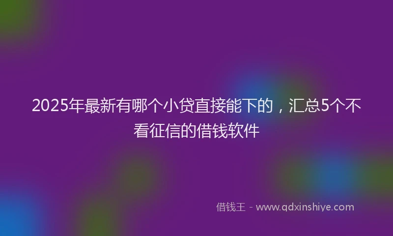 2025年最新有哪个小贷直接能下的，汇总5个不看征信的借钱软件