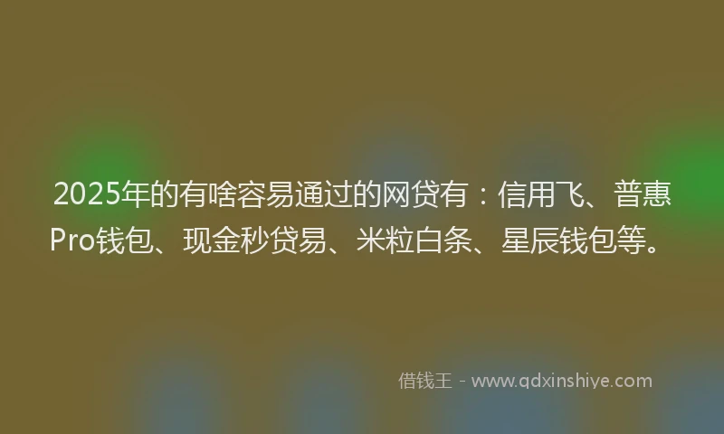 2025年的有啥容易通过的网贷有：信用飞、普惠Pro钱包、现金秒贷易、米粒白条、星辰钱包等。