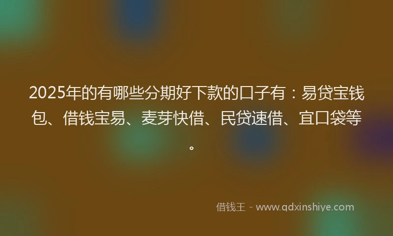 2025年的有哪些分期好下款的口子有：易贷宝钱包、借钱宝易、麦芽快借、民贷速借、宜口袋等。
