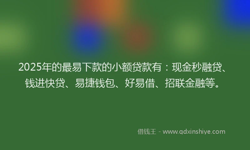 2025年的最易下款的小额贷款有：现金秒融贷、钱进快贷、易捷钱包、好易借、招联金融等。