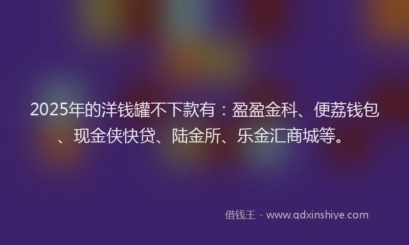 2025年的洋钱罐不下款有：盈盈金科、便荔钱包、现金侠快贷、陆金所、乐金汇商城等。