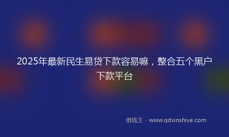 2025年最新民生易贷下款容易嘛，整合五个黑户下款平台