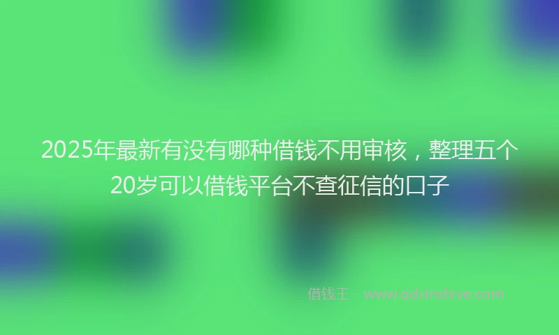 2025年最新有没有哪种借钱不用审核，整理五个20岁可以借钱平台不查征信的口子