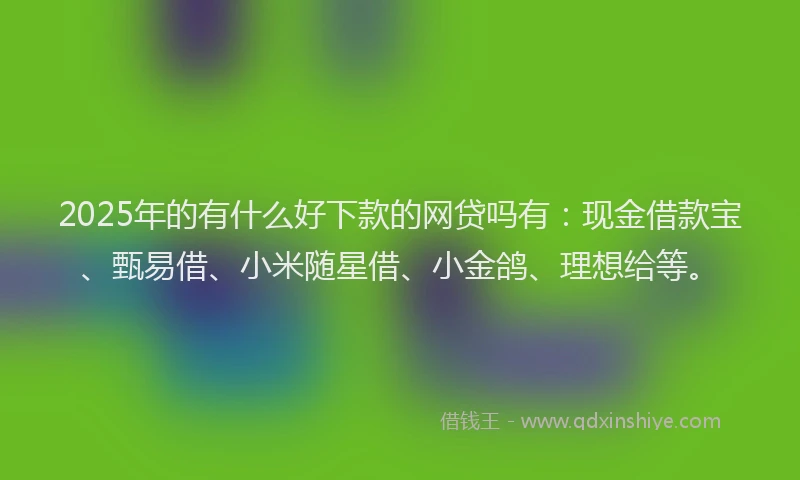 2025年的有什么好下款的网贷吗有：现金借款宝、甄易借、小米随星借、小金鸽、理想给等。