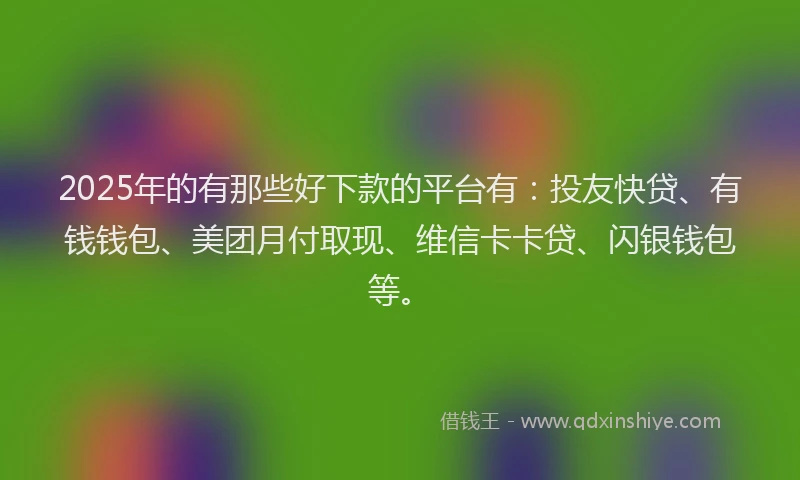 2025年的有那些好下款的平台有：投友快贷、有钱钱包、美团月付取现、维信卡卡贷、闪银钱包等。