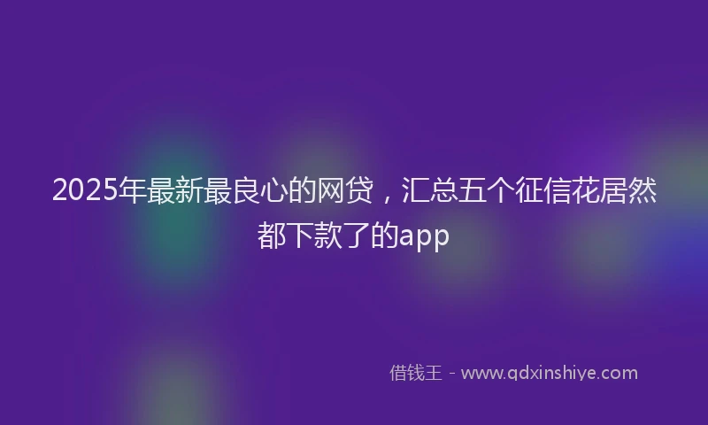 2025年最新最良心的网贷，汇总五个征信花居然都下款了的app
