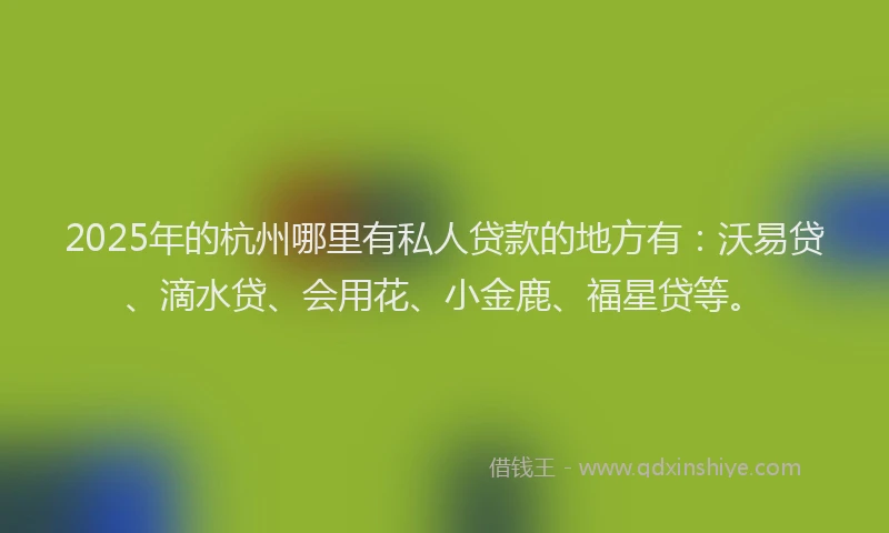 2025年的杭州哪里有私人贷款的地方有：沃易贷、滴水贷、会用花、小金鹿、福星贷等。