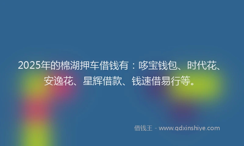 2025年的棉湖押车借钱有：哆宝钱包、时代花、安逸花、星辉借款、钱速借易行等。