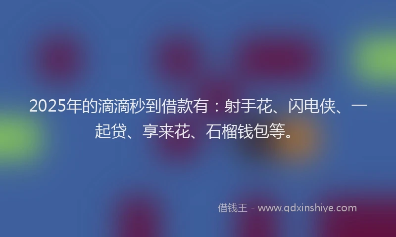 2025年的滴滴秒到借款有：射手花、闪电侠、一起贷、享来花、石榴钱包等。