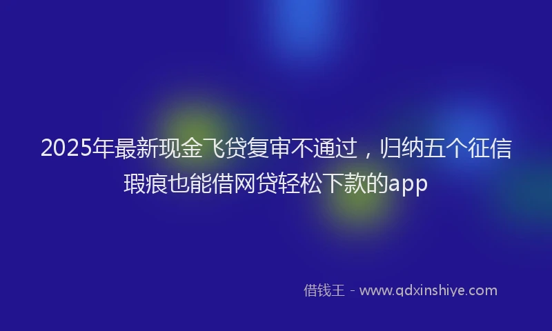2025年最新现金飞贷复审不通过，归纳五个征信瑕疵也能借网贷轻松下款的app