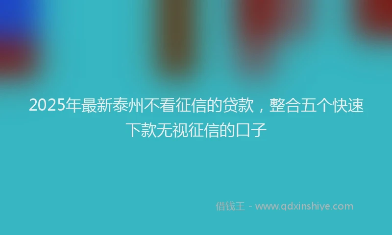 2025年最新泰州不看征信的贷款，整合五个快速下款无视征信的口子