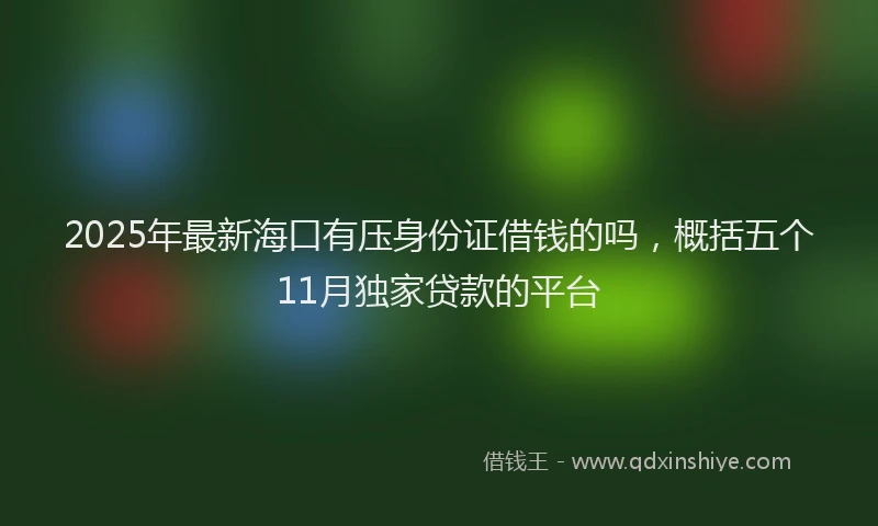 2025年最新海口有压身份证借钱的吗，概括五个11月独家贷款的平台