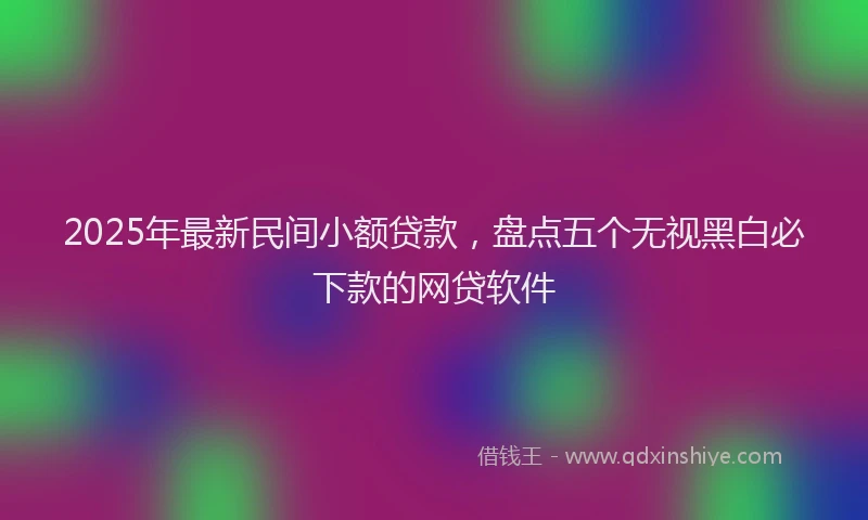 2025年最新民间小额贷款，盘点五个无视黑白必下款的网贷软件