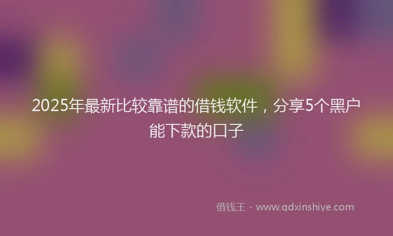 2025年最新比较靠谱的借钱软件，分享5个黑户能下款的口子
