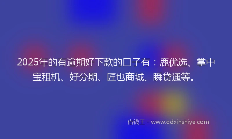 2025年的有逾期好下款的口子有：鹿优选、掌中宝租机、好分期、匠也商城、瞬贷通等。