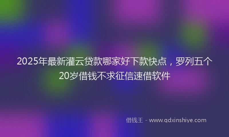 2025年最新灌云贷款哪家好下款快点，罗列五个20岁借钱不求征信速借软件