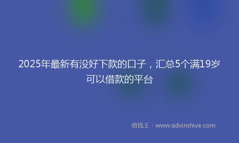 2025年最新有没好下款的口子，汇总5个满19岁可以借款的平台