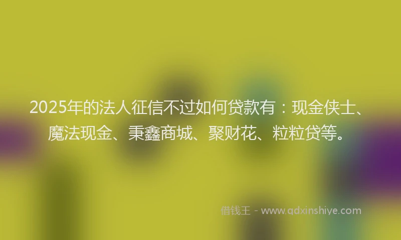 2025年的法人征信不过如何贷款有：现金侠士、魔法现金、秉鑫商城、聚财花、粒粒贷等。