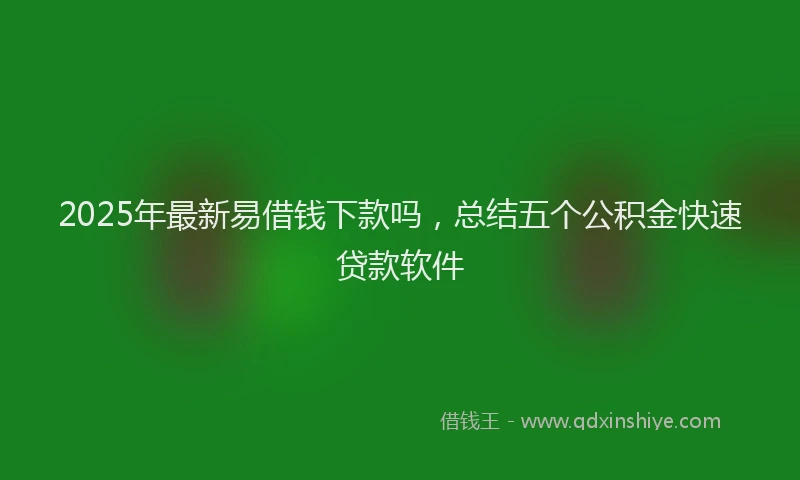 2025年最新易借钱下款吗，总结五个公积金快速贷款软件